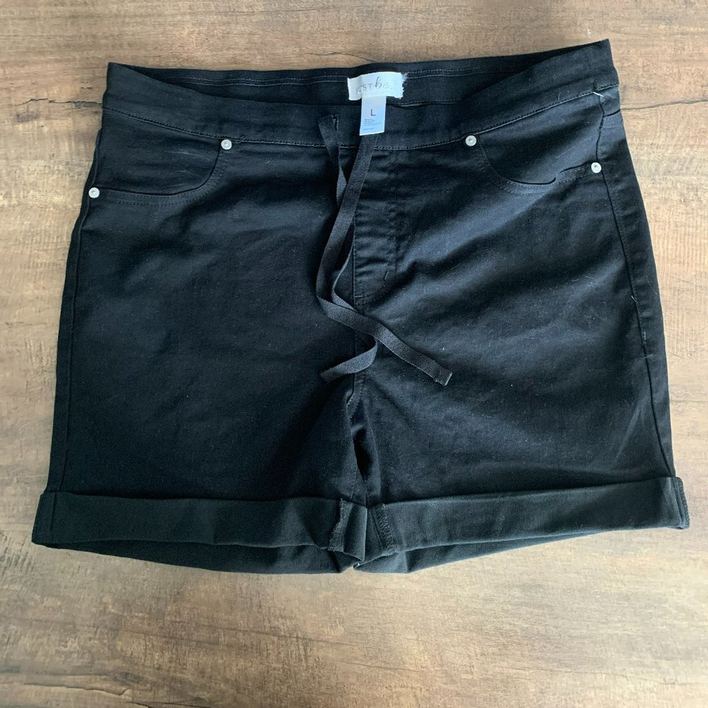 Just Be... Pull On Denim Black Shorts Women's Size L